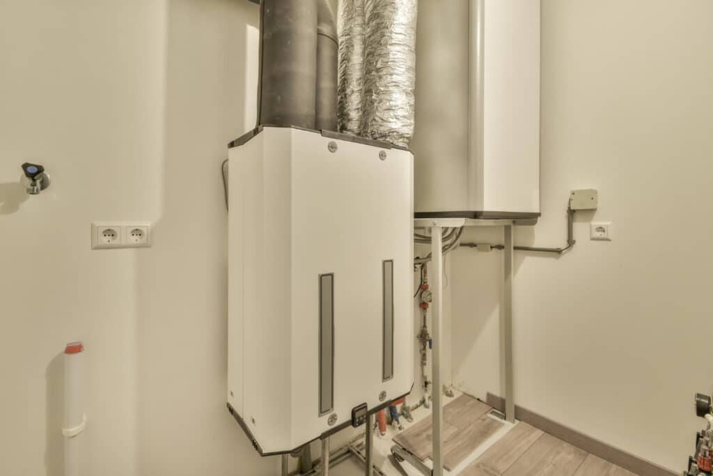 Modern furnace and ductwork in Northern Virginia home