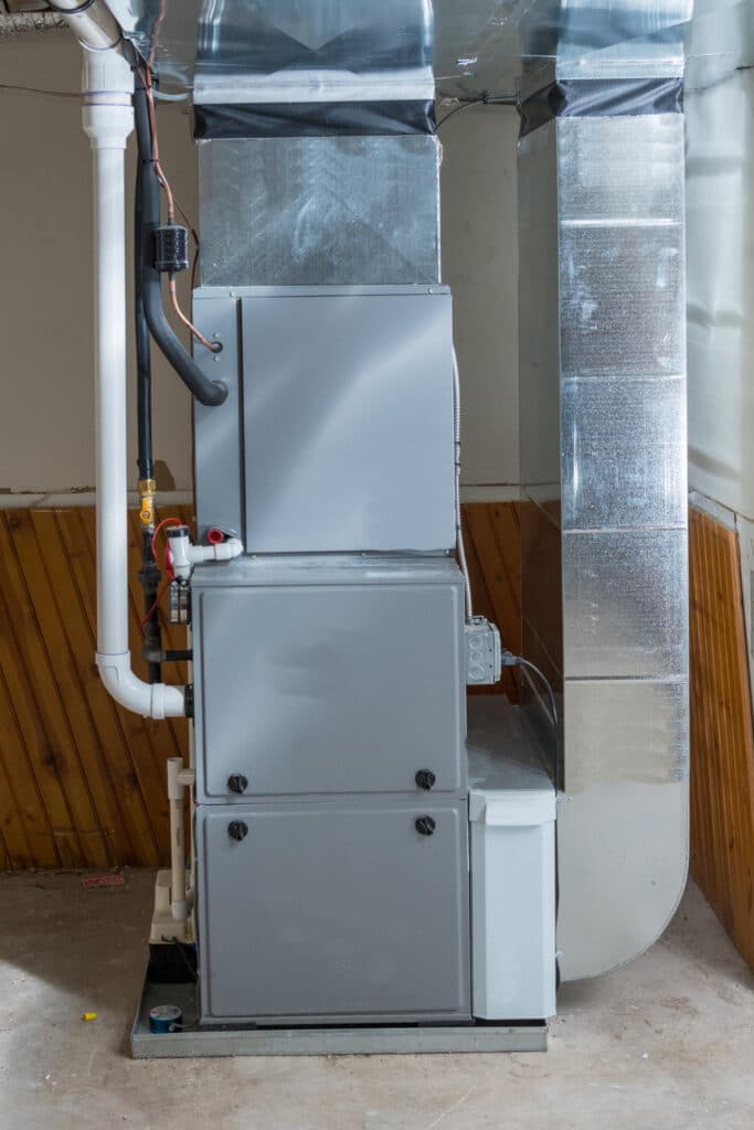 Old furnace replacement and heating system repair in Northern Virginia home.