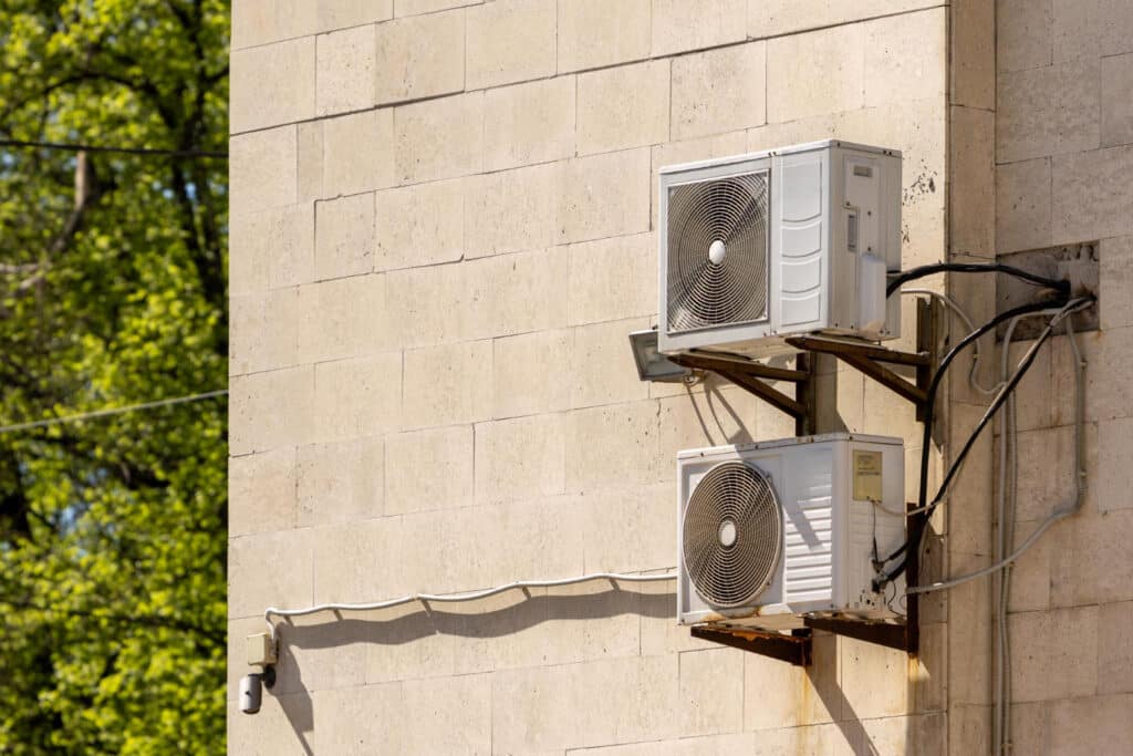 14 SEER AC installation in Fairfax County, VA, showcasing exterior air conditioning units