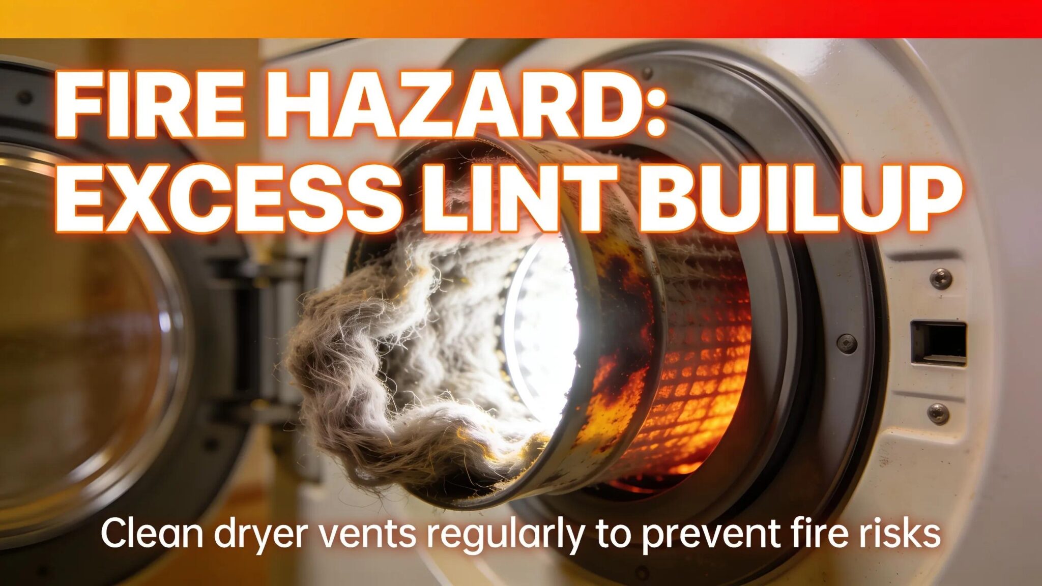 Lint accumulation in a dryer vent indicating serious fire hazards
